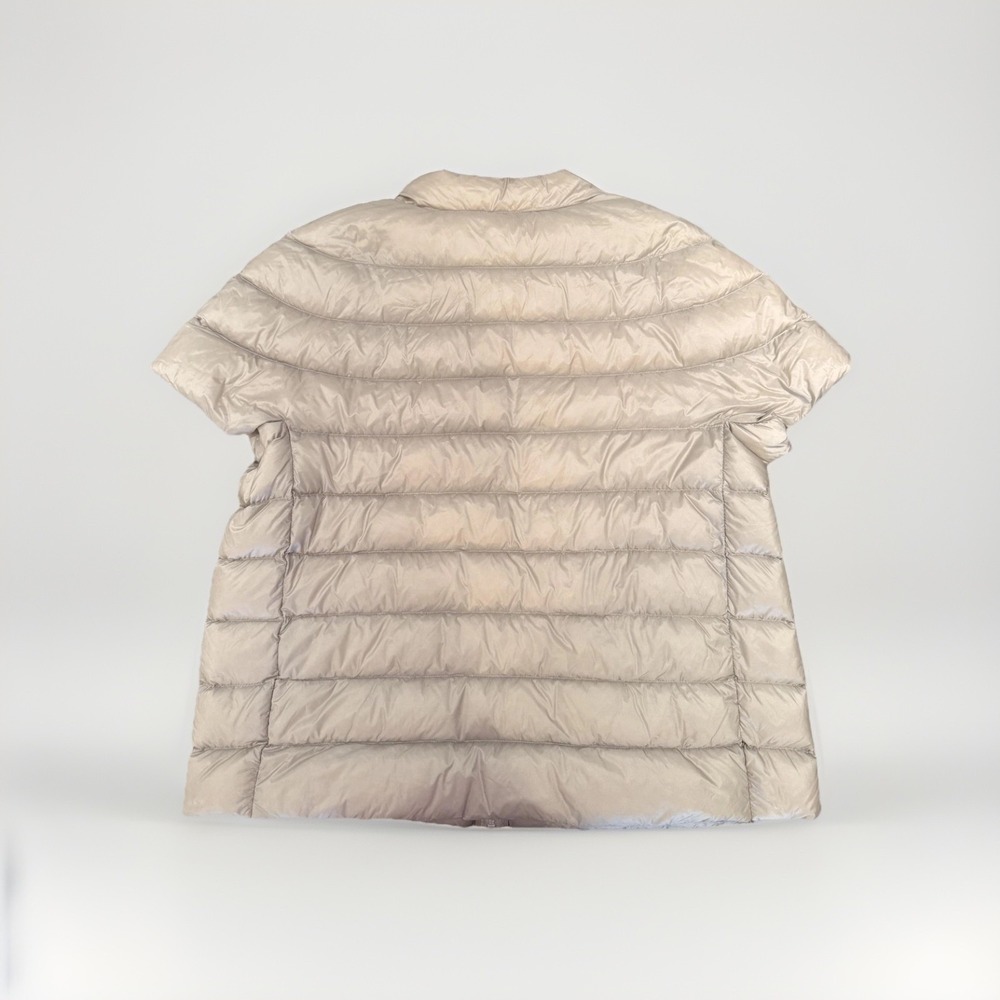 Martha Stewart Jacket Womens XL Silver Short Sleeve Down Puffer Packable Quilted - Picture 2 of 16